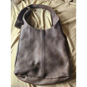 Duluth Trading Brown Pebbled Leather Hobo Shoulder Bag Wide Strap